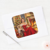 Een zoete kerst uit het verleden  vierkante sticker (Envelop)