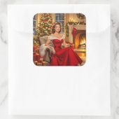 Een zoete kerst uit het verleden  vierkante sticker (Tas)
