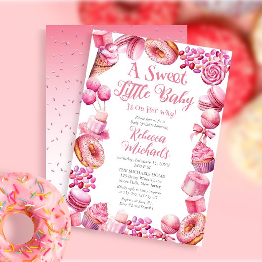 Een zoete kleine baby-candy frame girl baby sprink kaart