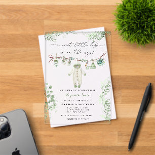 Een Zoete Kleine Babykleertjes Baby Shower Acryl Uitnodigingen