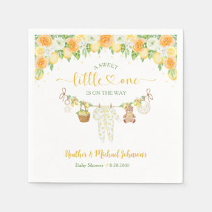 Een zoete kleine citroen bloemige baby shower servet