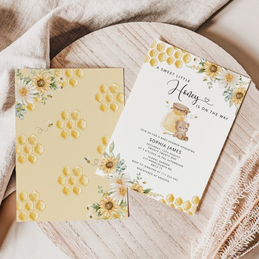 Een zoete kleine honing baby shower uitnodiging