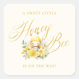 Een zoete kleine honingbij baby shower vierkante sticker