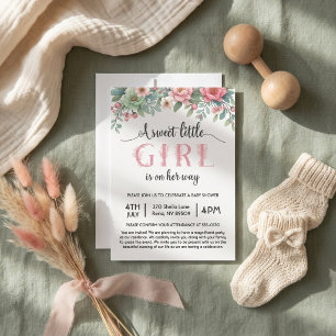 Een zoete kleine meid is op komst Baby Shower Kaart