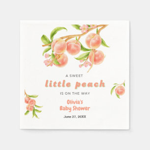 Een zoete kleine perzik babyshower servet