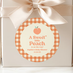 Een zoete kleine perzik fruit roze oranje baby sho ronde sticker