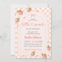 Een zoete kleine perzik geruite baby shower