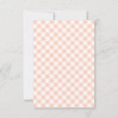 Een zoete kleine perzik geruite babyshower bedankkaart (Achterkant)