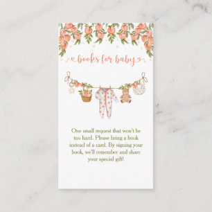 Een zoete kleine perzik waslijn baby shower informatiekaartje