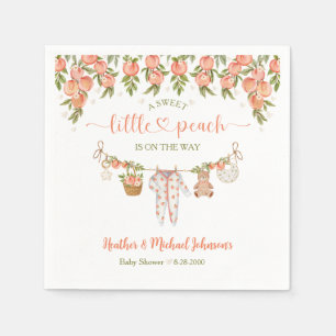 Een zoete kleine perzik waslijn baby shower servet