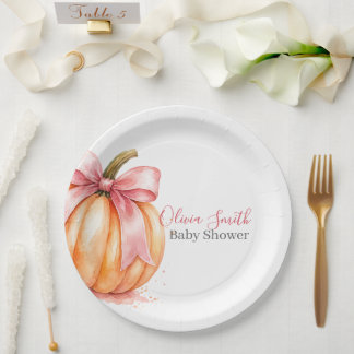 Een zoete kleine pompoen baby shower papieren bord