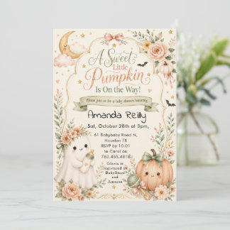 Een zoete kleine pompoen baby shower uitnodiging