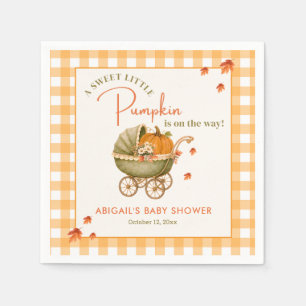 Een zoete kleine pompoen herfst baby shower servet
