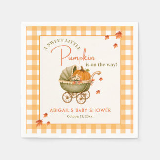 Een zoete kleine pompoen herfst baby shower servet