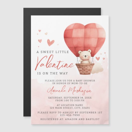Een zoete kleine valentijn komt eraan Baby Shower Magnetische Uitnodiging (Voorkant / Achterkant)
