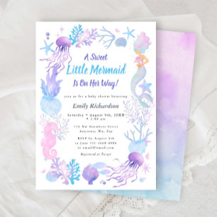 Een zoete kleine zeemeermin pastel baby girl showe kaart