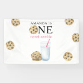 Een zoete koekje en melk eerste meisje verjaardag spandoek (Horizontaal)