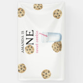 Een zoete koekje en melk eerste meisje verjaardag spandoek (Verticaal)