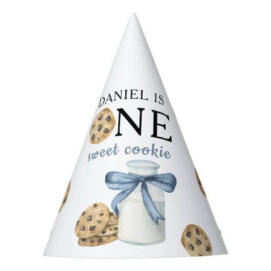 Een zoete koekje en melk eerste verjaardag feesthoedjes (Voorkant)