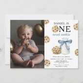 Een zoete koekje en melk eerste verjaardag kaart (Voorkant)