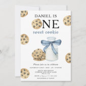 Een zoete koekje en melk eerste verjaardag kaart (Voorkant)