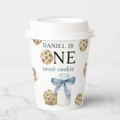 Een zoete koekje en melk eerste verjaardag papieren bekers (Voorkant)
