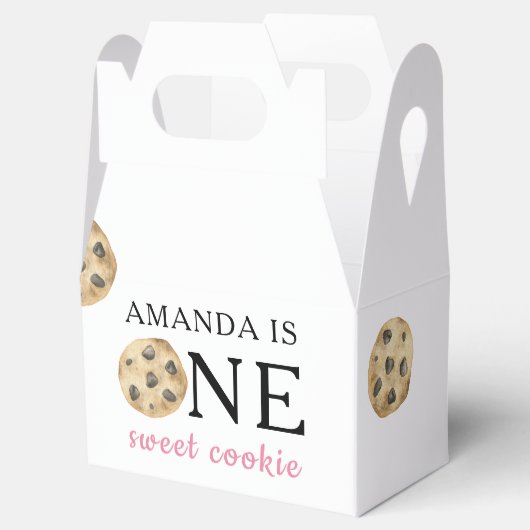 Een zoete koekje en melk meisje eerste verjaardag bedankdoosjes (Geopend)