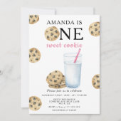 Een zoete koekje en melk meisje eerste verjaardag kaart (Voorkant)