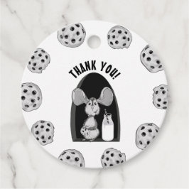 Een zoete koekje en melk verjaardag bedankjes labels