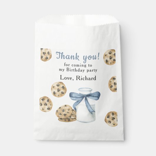 Een zoete koekje en melk verjaardag Dank u Bedankzakje (Voorkant)