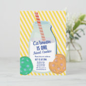 Een zoete koekje kleurrijke eerste verjaardag kaart (Staand voorkant)