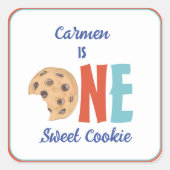 Een zoete koekje kleurrijke eerste verjaardag vierkante sticker (Voorkant)