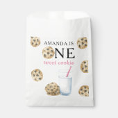 Een zoete koekjes & melk meisje eerste verjaardag bedankzakje (Voorkant)