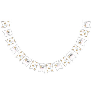 Een zoete koekjes & melk meisje eerste verjaardag vlaggetjes