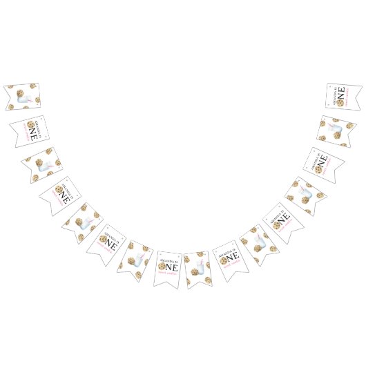 Een zoete koekjes & melk meisje eerste verjaardag vlaggetjes (Alle)