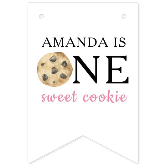 Een zoete koekjes & melk meisje eerste verjaardag vlaggetjes (Tweede vlag)