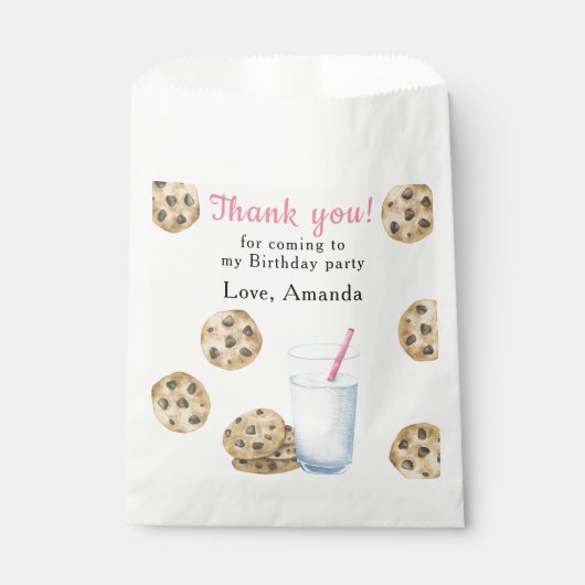 Een zoete koekjes & melk verjaardag Dank u Bedankzakje (Voorkant)