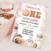 Een zoete koekjesmelk en koekjes eerste verjaardag kaart