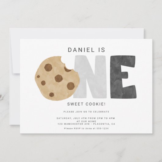 Een zoete koekjesmelk en koekjes eerste verjaardag kaart (Voorkant)