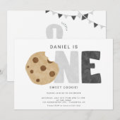 Een zoete koekjesmelk en koekjes eerste verjaardag kaart (Voorkant / Achterkant)