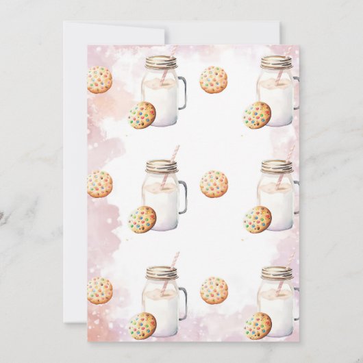 Een zoete koekjesmelk en koekjes eerste verjaardag kaart (Achterkant)