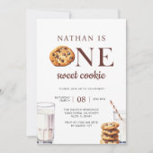 Een zoete koekjesmelk en koekjes eerste verjaardag kaart (Voorkant)