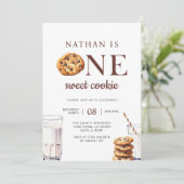 Een zoete koekjesmelk en koekjes eerste verjaardag kaart (Staand voorkant)