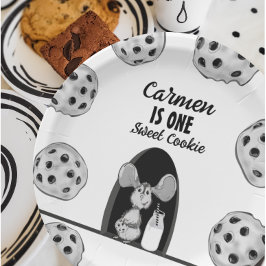 Een zoete koekjesmuis eerste verjaardag papieren bordje