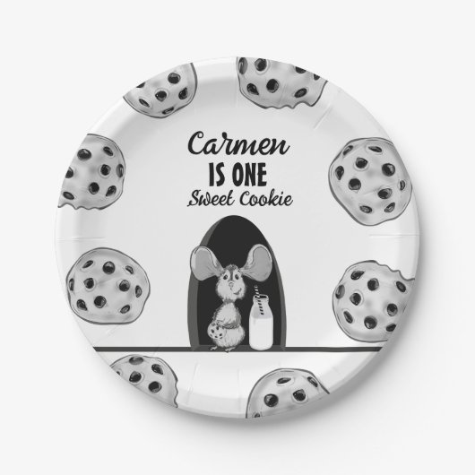 Een zoete koekjesmuis eerste verjaardag papieren bordje (Voorkant)