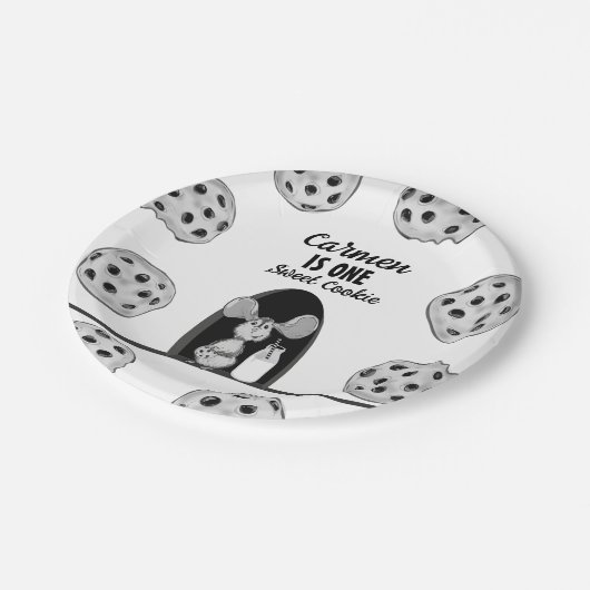 Een zoete koekjesmuis eerste verjaardag papieren bordje (Gekanteld)