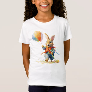 EEN ZOETE KONIJN MET BALLONNEN T-SHIRT