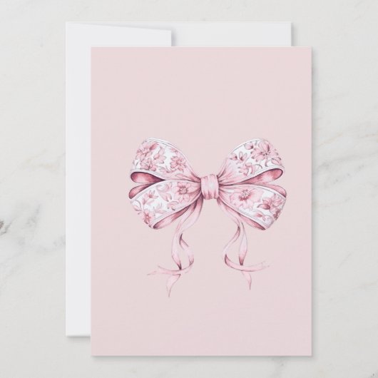 Een zoete meisje roze strik babyshower uitnodiging (Achterkant)