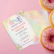Eén zoete meisjes pastel eenhoorn donut verjaardag