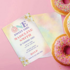 Eén zoete meisjes pastel eenhoorn donut verjaardag kaart
